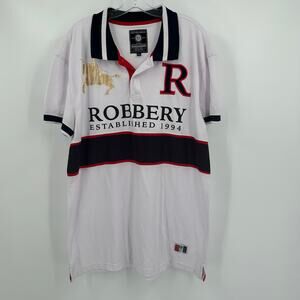 Bleeker & Mercer Men Polo Shirt 3XL Graphic Embroidered Rugby Streetwear Hip Hop